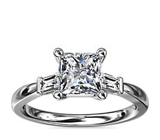 Tapered Baguette Diamond Engagement Ring in Platinum (1/6 ct. tw.)
